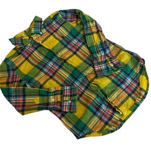 Ralph Lauren Kids Plaid Button Down Shirt - Green and Yellow Size 6
